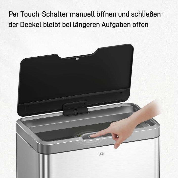 EKO Mirage Sensor Mülleimer 2x20L Mülltrenner (27 x 46 x 65.5 cm, Bewegungssensor, Dämpfer-System, F