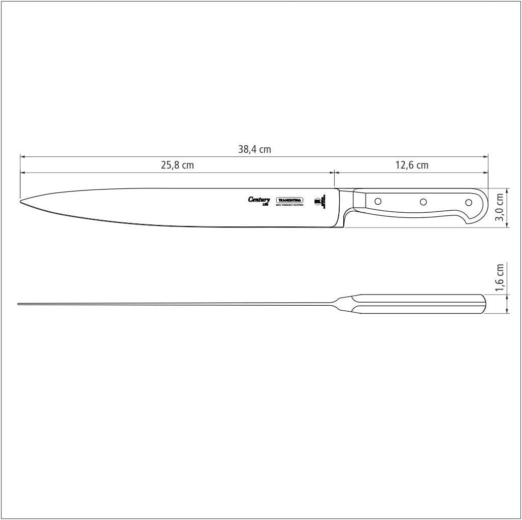 Tramontina Tranchiermesser CENTURY, 25 cm, Edelstahl DIN 1.4110, schwarz, rostfrei Tranchiermesser 2