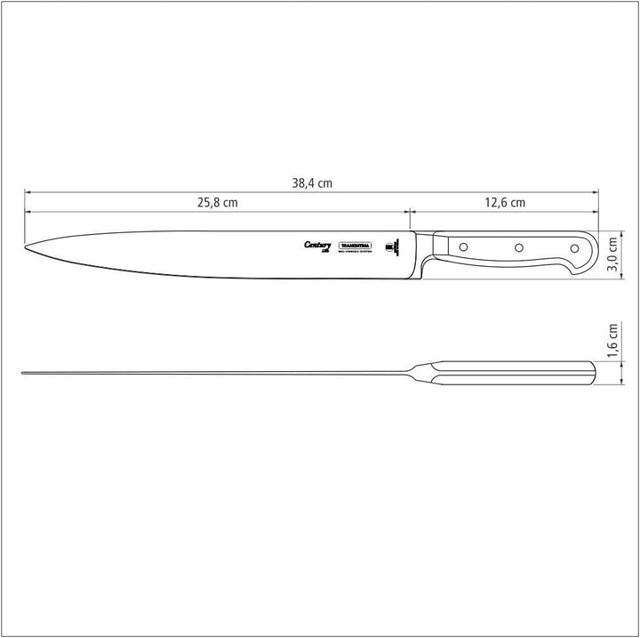 Tramontina Tranchiermesser CENTURY, 25 cm, Edelstahl DIN 1.4110, schwarz, rostfrei Tranchiermesser 2