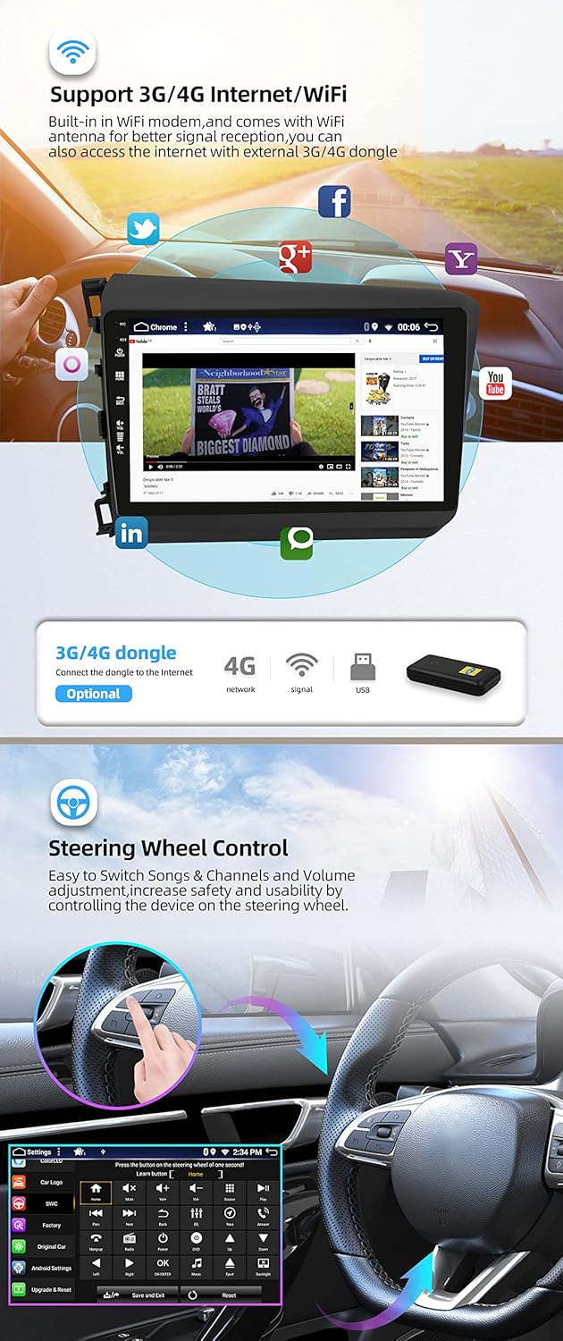 [6G+128G] - Android 15 - Autoradio für Honda Civic (2012-2015) - Kabellos CarPlay/Android Auto - LED