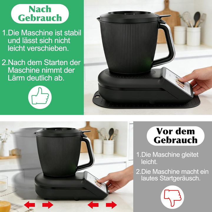 SelfTek Anti-Rutsch Matte für Thermomix TM7- Silikon Matte Rutschhemmung & Geräuschreduzierend, Zube