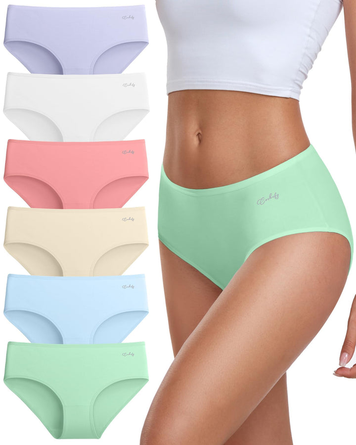 coskefy Unterhosen Damen, 6er Pack Slips Damen Baumwolle, Bequeme Frauen Unterwäsche, Atmungsaktiv P