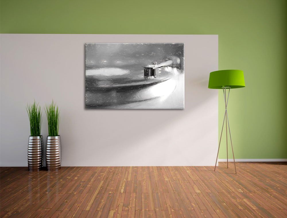 Schallplatte Kohle Effekt, Format: 100x70 auf Leinwand, XXL riesige Bilder fertig gerahmt mit Keilra
