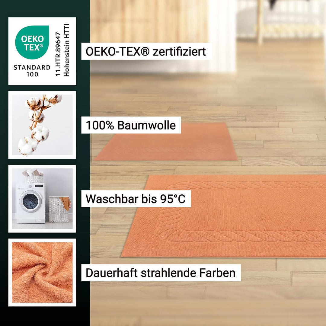 ZOLLNER 2er Set Badematten - weiche und saugstarke Duschvorleger - waschbar bis 95°C - Baumwolle - 5