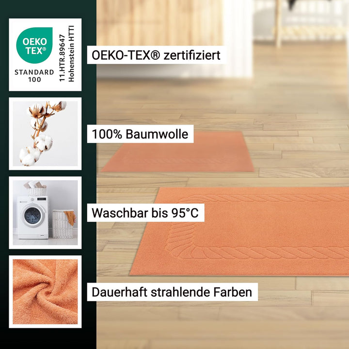 ZOLLNER 2er Set Badematten - weiche und saugstarke Duschvorleger - waschbar bis 95°C - Baumwolle - 5