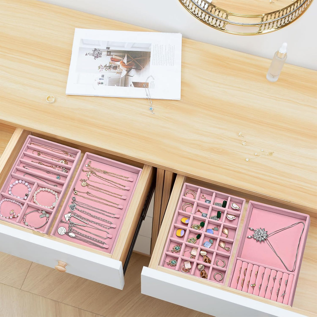 ProCase Schmucktablett Organizer Set mit 4 Schmuckschalen, Stapelbar Schmuck Schublade Organizer, Sc
