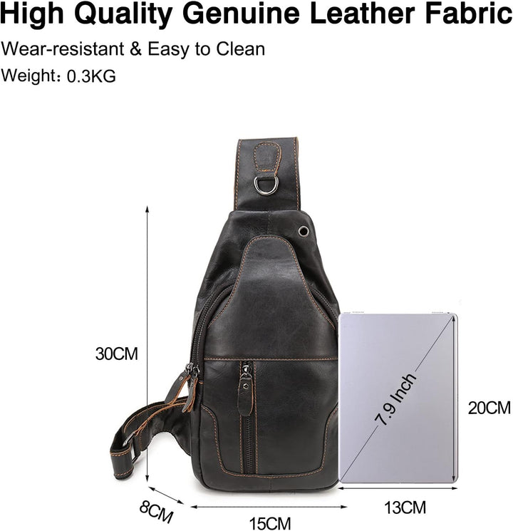 FANDARE Retro Brusttasche Leder Sling Bag Schultertasche Herren Damen Umhängetaschen Sporttasche für