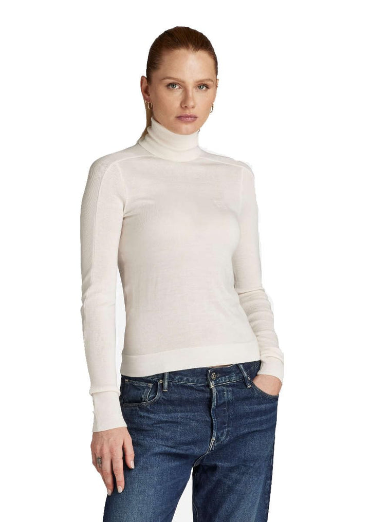 G-STAR Damen Core Slim Turtle Knitted Sweater XS Beige (Eggnog D23678-b692-g076), XS Beige (Eggnog D