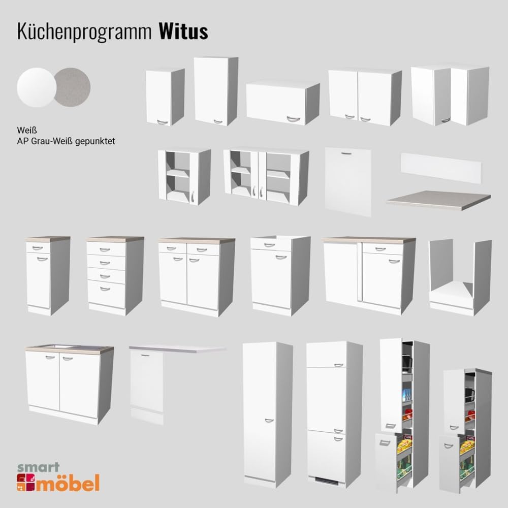 Spülenunterschrank 100 cm weiss ohne Arbeitsplatte – Küchenunterschrank mit 2 Drehtüren, 60 cm Tiefe