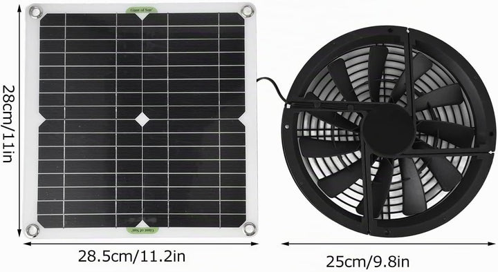 Auspuffventilator mit Solarenergie, Solarbetriebener Ventilator 100W Solarpanel-Set Gewächshauslüfte