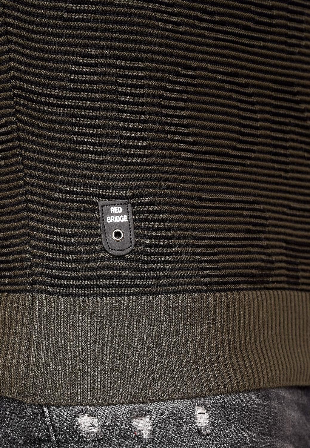 Redbridge Herren Pullover Strickpullover 3D Structure Kontrast S Khaki, S Khaki