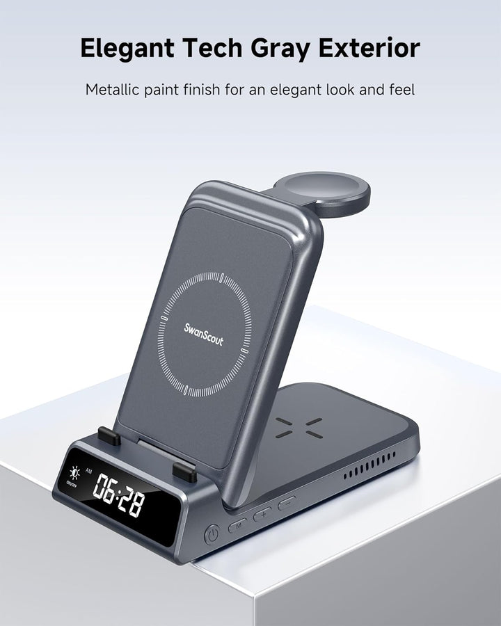 Induktive Ladestation für Samsung S25/Watch 8/8 Classic, SwanScout 703S, 3 in 1 Wireless Charger für