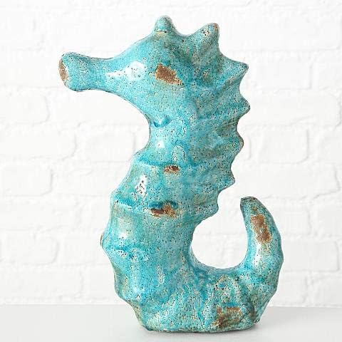 Seepferdchenfigur, Gartenfigur Seepferdchen Fina in türkis, ca. 23 cm x 11 cm x 35 cm