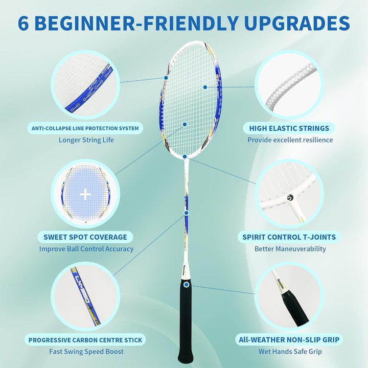 Senston Graphit Badminton Set Carbon Profi Badmintonschläger Leichtgewicht Badminton Schläger Federb