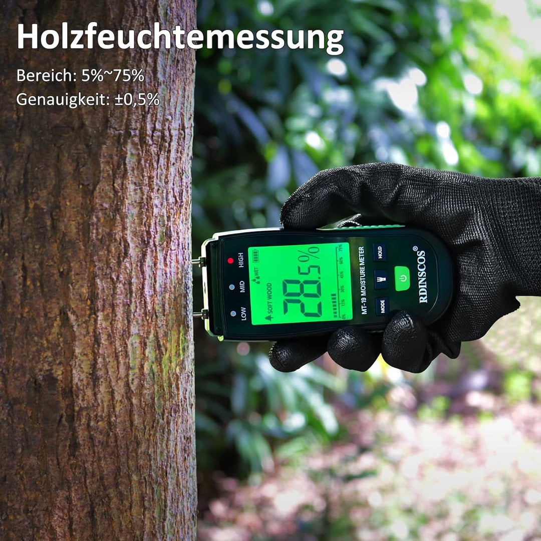 Feuchtigkeitsmessgerät Pin-Typ Holzfeuchtemessgerät Feuchtemessgerät Mauerwerk Schwarz, Schwarz