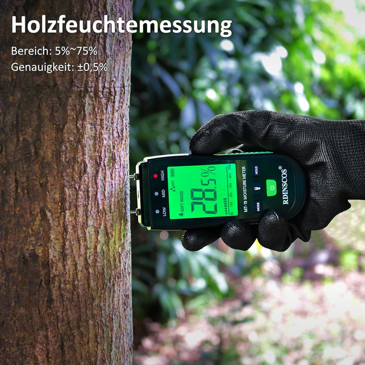 Feuchtigkeitsmessgerät Pin-Typ Holzfeuchtemessgerät Feuchtemessgerät Mauerwerk Schwarz, Schwarz