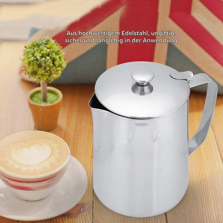 MAGT Edelstahl Kanne mit Deckel, 2000ml Milchkanne Edelstahl Kaffeekanne Milchschaumkännchen mit Dec