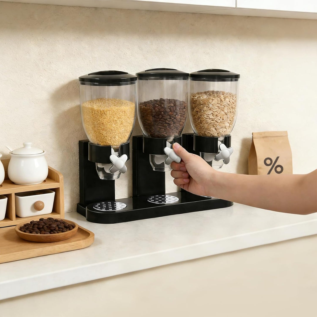 Cornflakes Spender - 2L Müsli Spender Dreifach Cerealienspender Nussspender