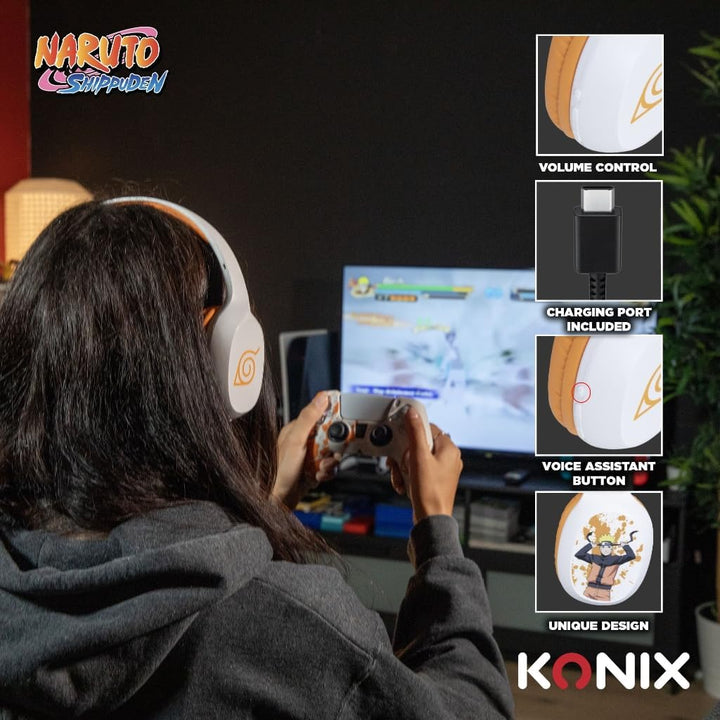 Konix Naruto Shippuden Drahtlose Bluetooth 5.3-Kopfhörer für Smartphones und Tablets - 30 Stunden Ak