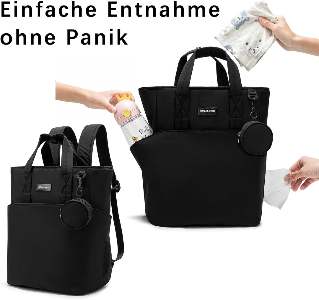 ROYALFAIR Baby Wickelrucksack Wickeltasche Rucksack mit tragbarer Wickelauflage, Windeltasche mit Fä