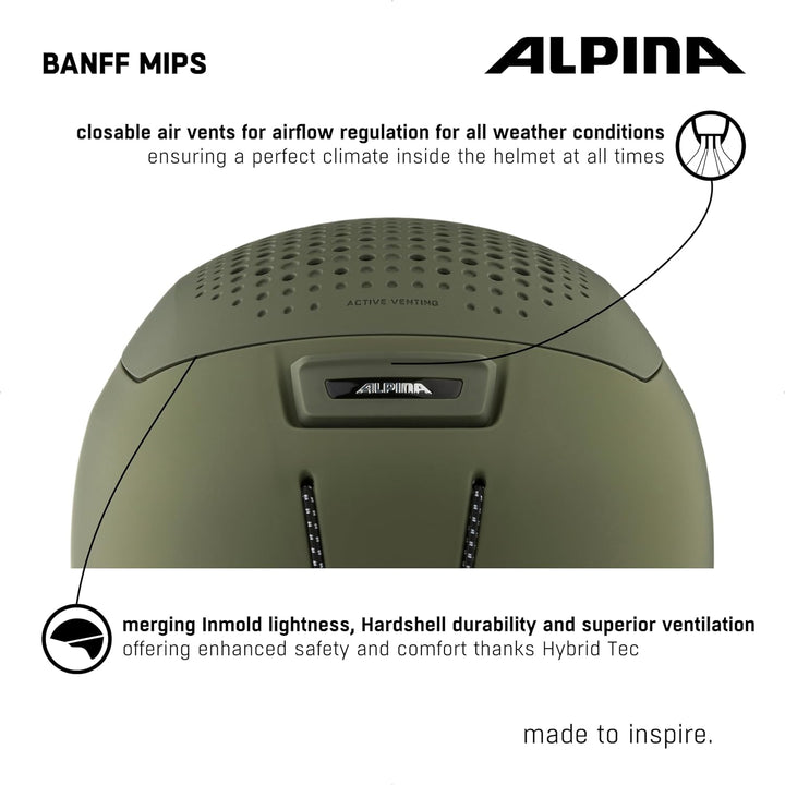 ALPINA BANFF MIPS - Nachhaltiger, Sicherer und leichter MIPS Skihelm Mit Schafswolle-Innenfutter Für