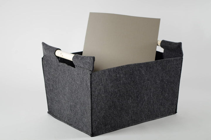 Kobolo Filzkorb Holzkorb für Kaminholz Allzweckkorb - Filz - dunkelgrau - 50x38x34 cm