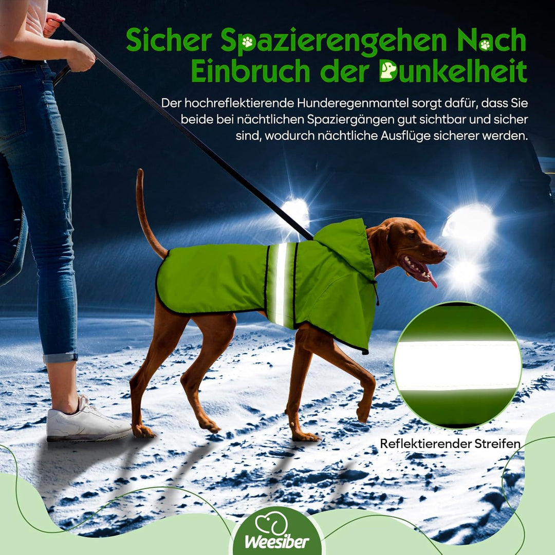 Weesiber Hunderegenmantel - Regenmantel Hund wasserdicht Hund Regenjacke mit Kapuze, Reflektierend R