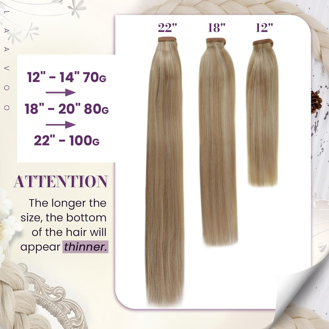 LaaVoo Zopf Extensions Echthaar Braun 40cm 80g Zopf Haarteil Extensions Echthaar Balayage Clip in Po