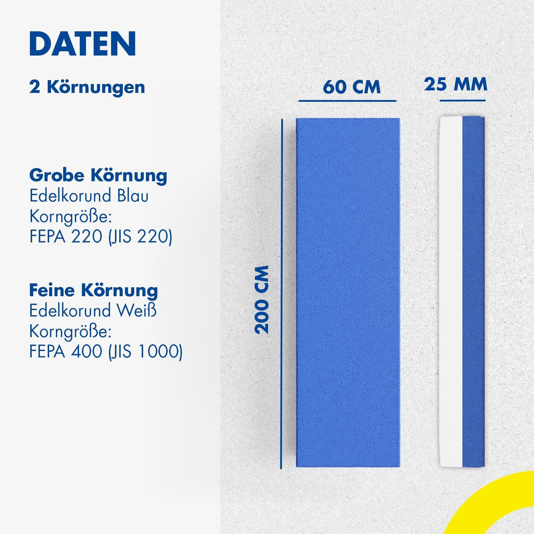 Zische Abziehstein 200x60x25 mm FEPA 220/400 - Schleifstein aus Edel-Korund - Messerschleifer zweise