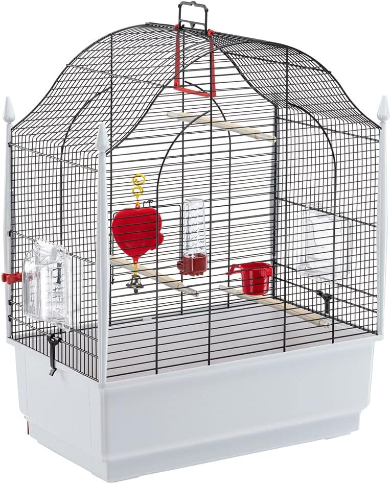 Ferplast Vogelkäfig Kanarienvogel, inkl. Vogelspielzeug, Vogel-Futternapf, Vogel-Sitzstangen, Schwar