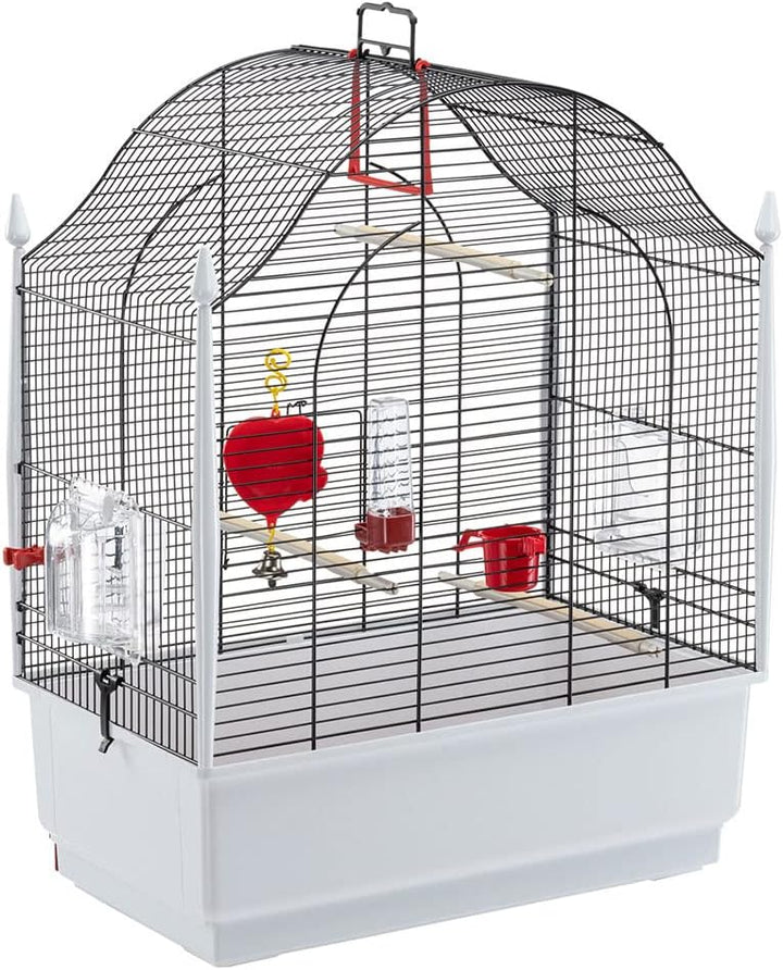 Ferplast Vogelkäfig Kanarienvogel, inkl. Vogelspielzeug, Vogel-Futternapf, Vogel-Sitzstangen, Schwar