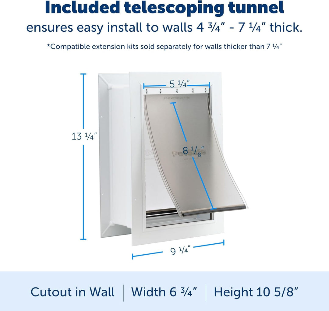 PetSafe Wandeinstieg Haustiertür mit Teleskop-Tunnel, für Haustiere bis 7 kg, Weiss - Klein Weiss S,