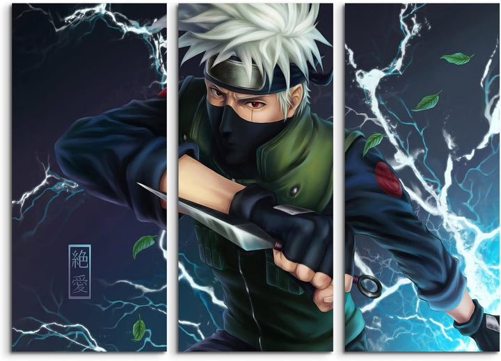 Leinwandbilder 3 teilig Kakashi_Naruto_3x90x40cm (Gesamt 120x90cm) _Ausführung schöner Kunstdruck au