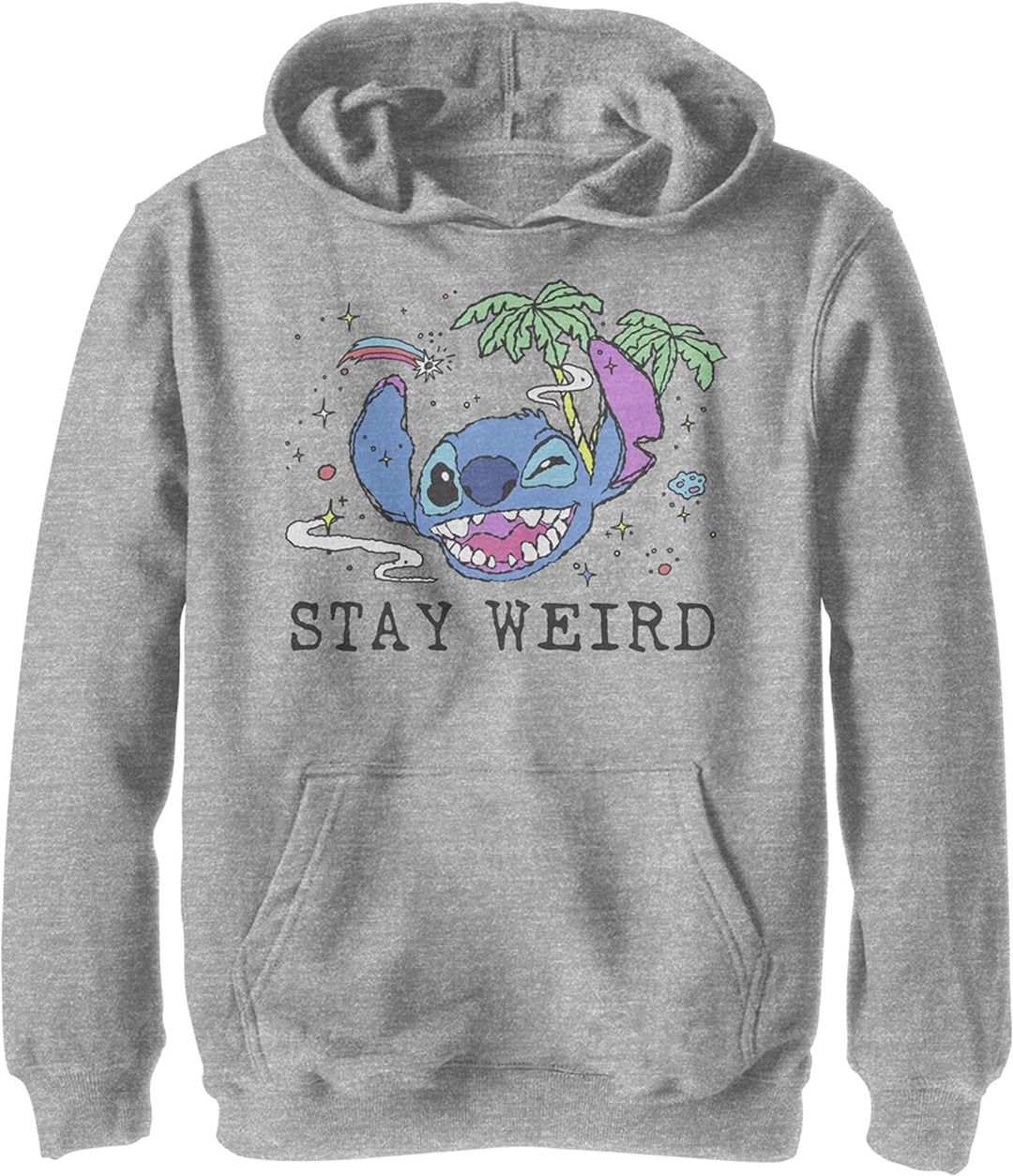 Disney Kids Lilo & Stitch Trippy Stitch Youth Pullover Hoodie, Athletic Heather, Large