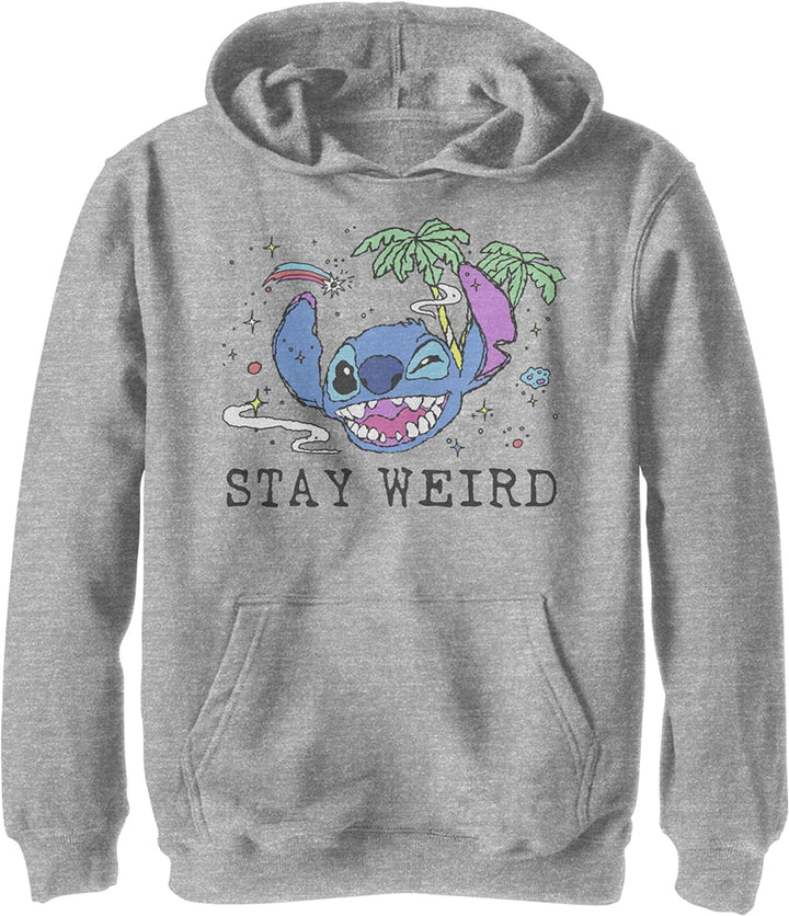 Disney Kids Lilo & Stitch Trippy Stitch Youth Pullover Hoodie, Athletic Heather, Large
