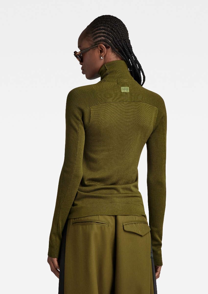 G-STAR RAW Damen Core Slim Turtle Knitted Pullover Knits XS Grün (Dark Olive D23678-b692-c744), XS G
