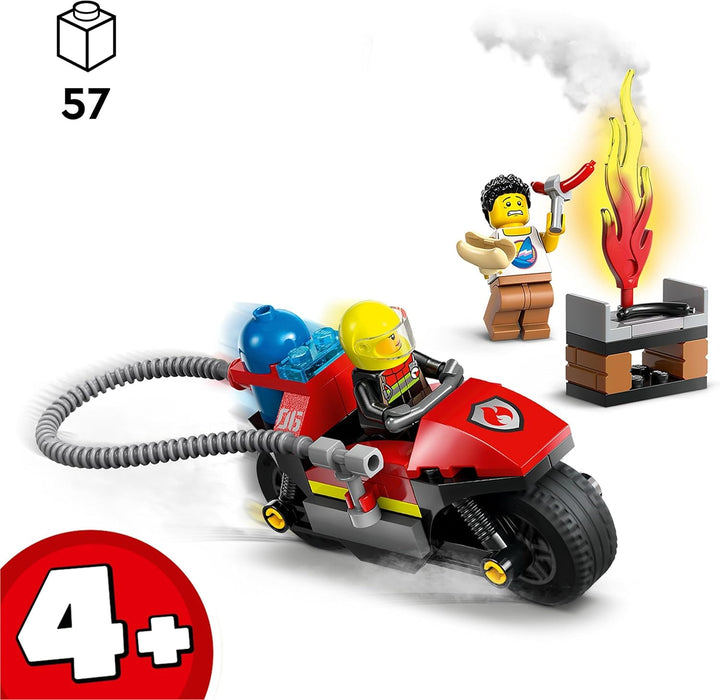 LEGO City Feuerwehrmotorrad, Feuerwehr-Spielzeug für Kinder ab 4 Jahren mit Motorrad und 2 Minifigur