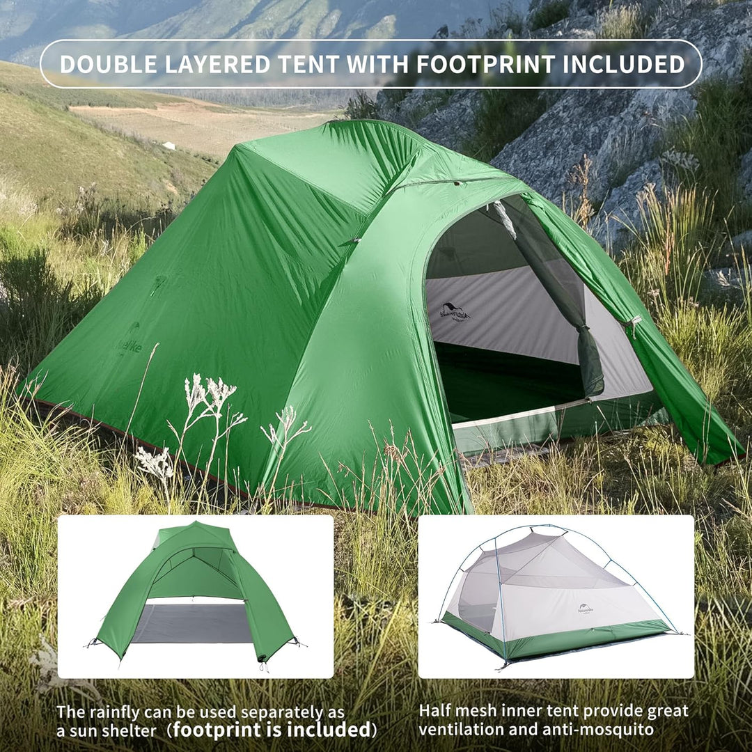 Naturehike Cloud-Up 3 Ultraleichtes Zelt 3-Personen Rucksack Zelt zum Wandern Camping im Freien 210T