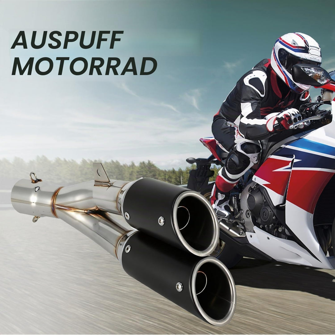 1.5-2" Einlass Thunder Dual Tail Steckdose Slip-On Auspuff Schalldämpfer mit DB-Killer Motorrad - Bl
