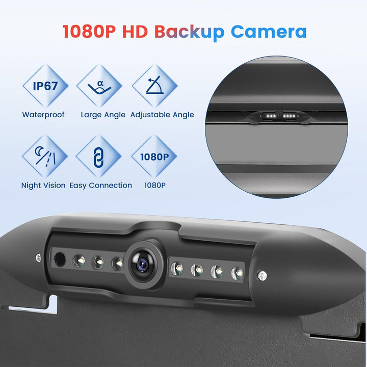 Kennzeichenrahmen EU Rückfahrkamera 7LED, Wasserdicht, Nachtsicht, Weitwinkel Full HD 1080P, Einstel