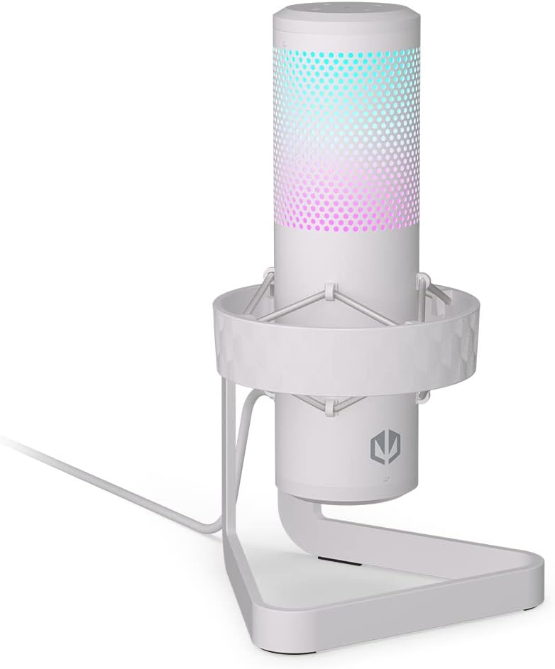 ENDORFY AXIS Streaming Onyx White, hochwertiges Mikrofon mit Kugelcharakteristik, RGB-Hintergrundbel
