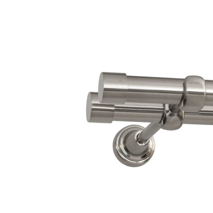 Rollmaxxx Gardinenstange Vorhangstange 19mm 2-läufig Edelstahl Design Metall (Rullo, 240 cm)