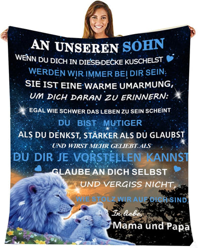 Personalisierte Decke Geschenk für Sohn Von Eltern, Kuscheldecke Flauschige An Unseren Sohn Von Mama