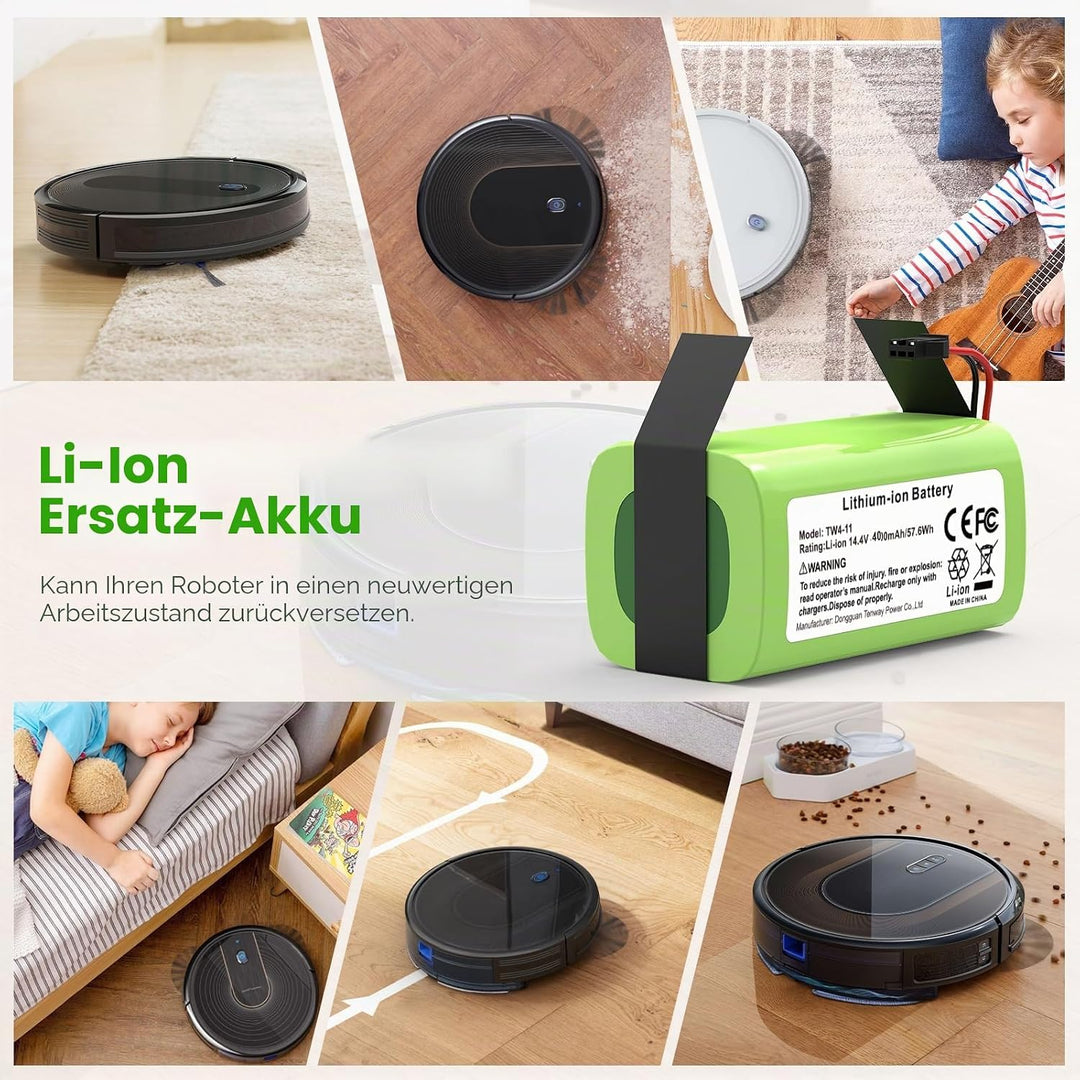 ASUNCELL 4000 mAh 57.6Wh 14.4V Ersatzakku für RoboVac 11 Li-Ion-Akku, kompatibel mit RoboVac 11S 11S