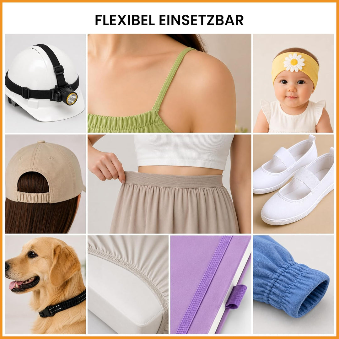 MITSY Reissfeste Gummiband Gummibänder zum Nähen Breit 20 mm 25 m Schwarz Stark Gummilitze für Hosen