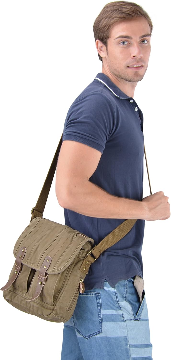 Gootium Vintage Canvas Classic Umhängetasche Messenger Bag/Schultertasche Herren, 25 cm, Armee Grün