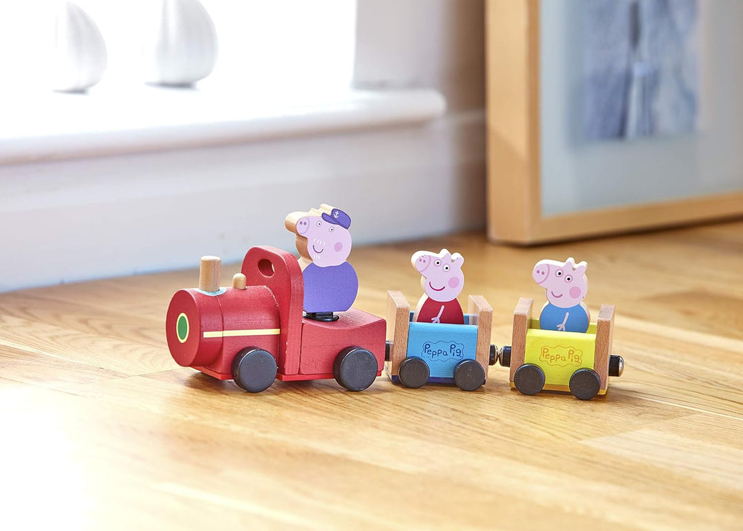 Peppa Pig CO07210 Tren de Madera Abuelo Holzzug Opa Pig, Mehrfarbig