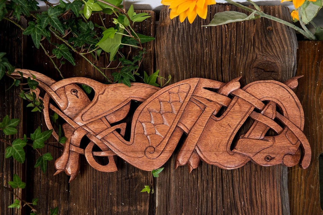 Windalf Irisches Celtic Holzbild Wandrelief MATHONWY 40 cm Book of Kells Knotenmuster Knotenrahmen C
