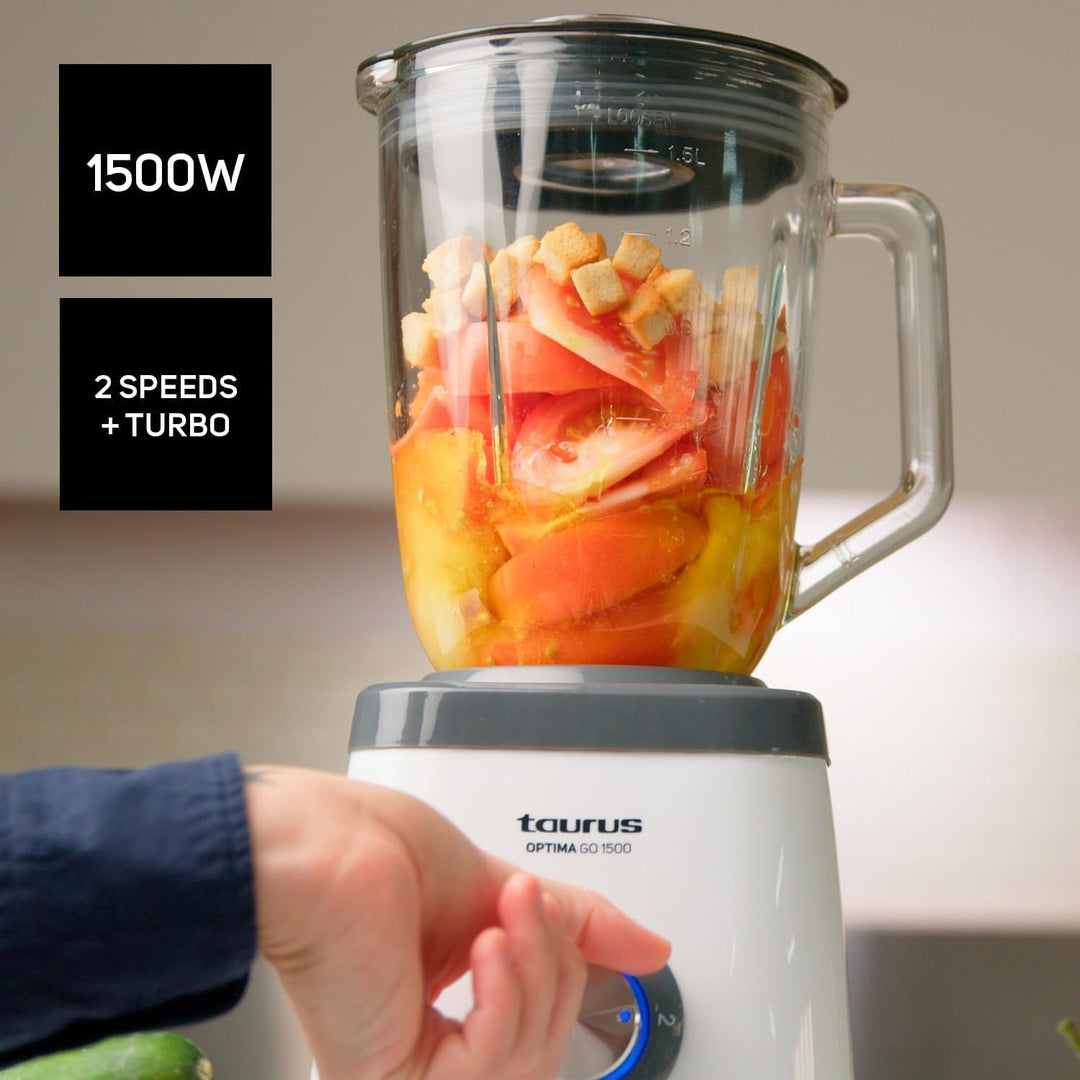 Taurus Optima Go 1500 Standmixer | 1500 W | tragbarer Becher 500 ml | 4-Klingen | 2 Geschwindigkeite
