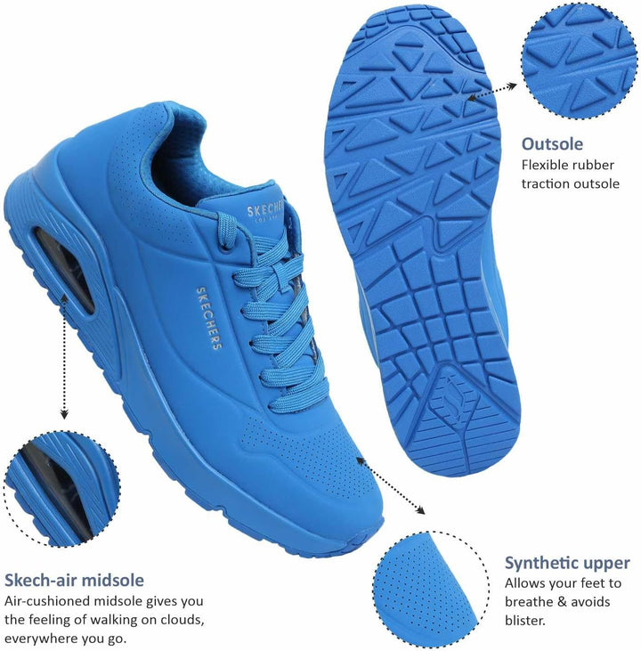 Skechers Damen Uno Stand On Air Sneaker 39 EU Blaues Durabuck Mesh, 39 EU Blaues Durabuck Mesh